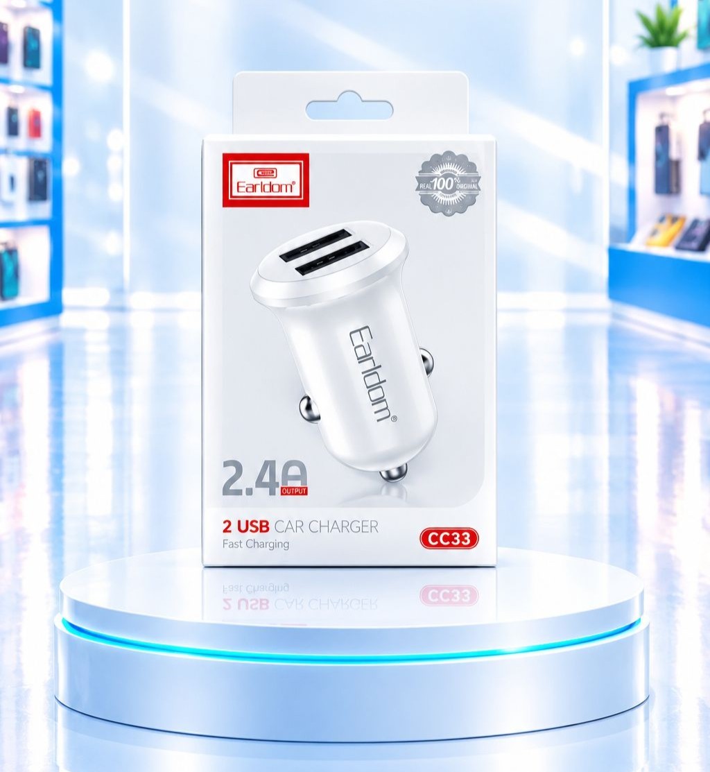شارژر فندکی 12 وات 2 پورت ارلدام مدل cc33