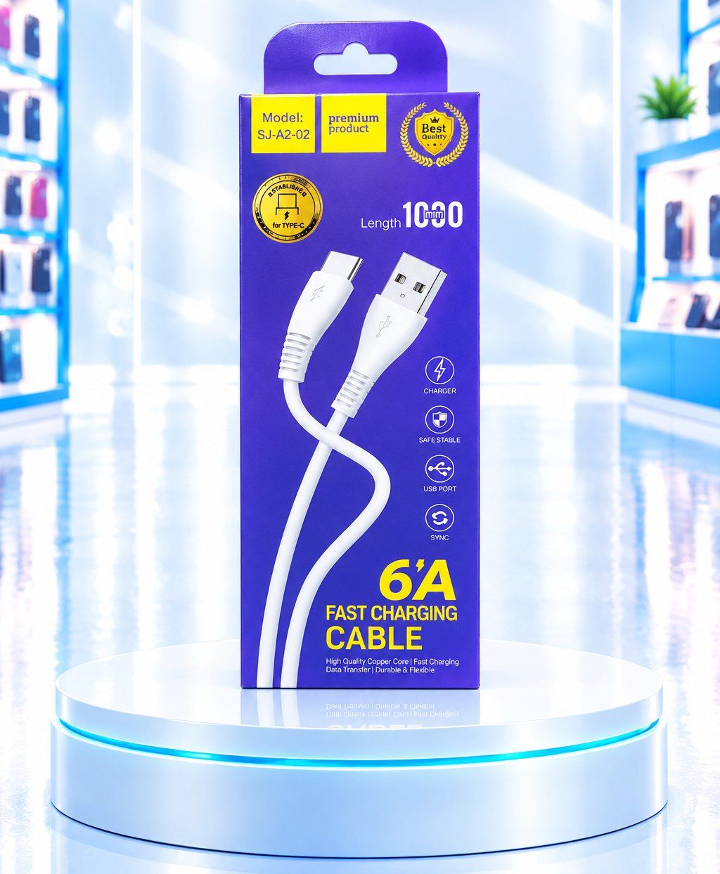کابل شارژ Type-C پرمیوم مدل SJ-A2-02 طول 1 متر